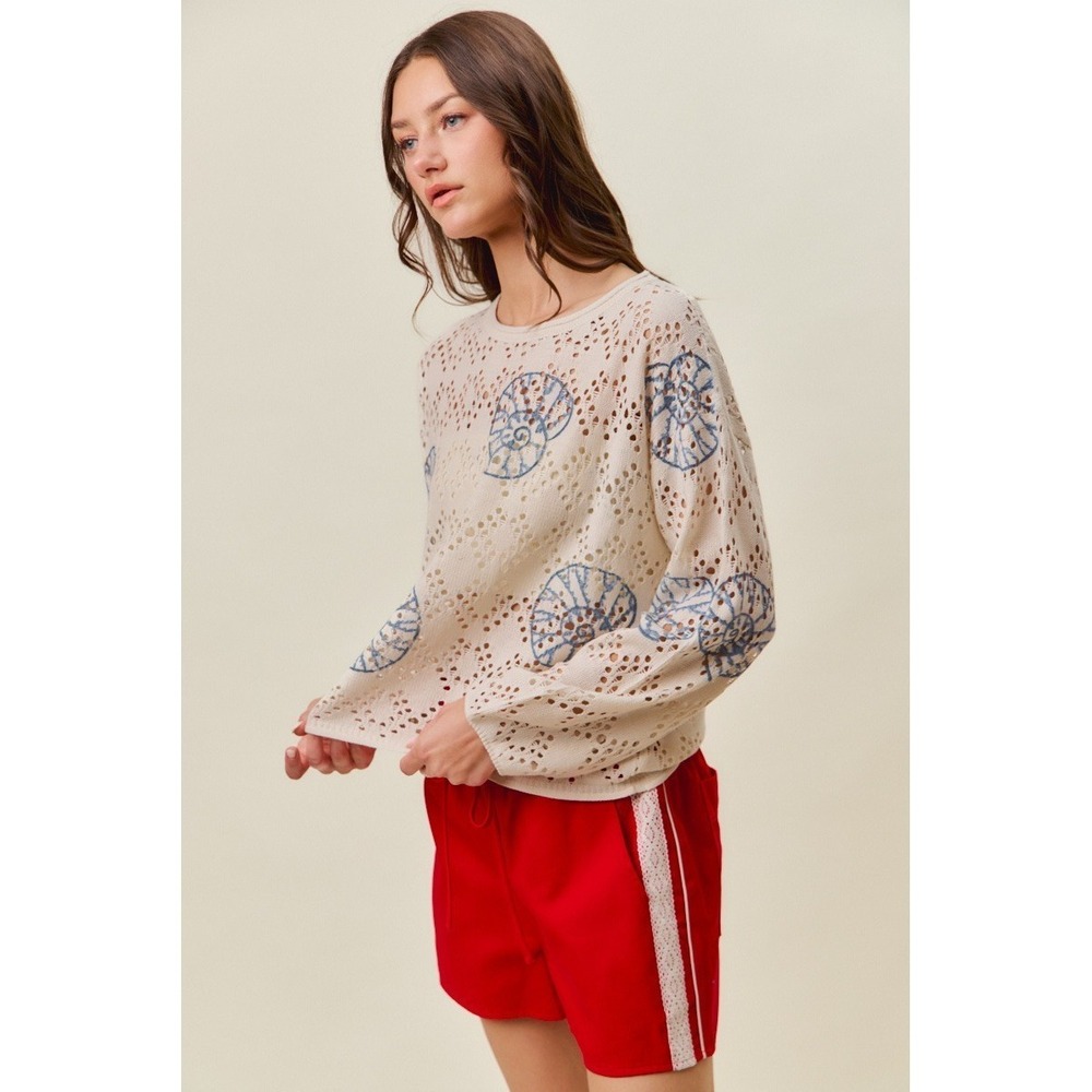 SO ME Seashell Lightweight Sweater Top - Medium - Picture 9 of 16